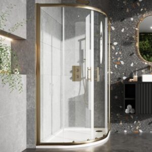Elijah Aqua 900x900mm Brushed Brass Quadrant Shower Enclosure