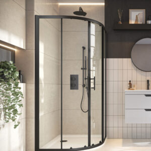 Elijah Aqua 900x900mm Black Quadrant Shower Enclosure