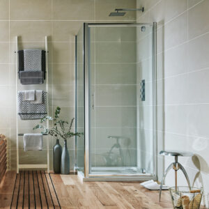 Elijah Pi6 800mm Chrome Shower Pivot Door & Side Panel