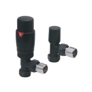 Elijah Black Angled Thermostatic Radiator Valve Set