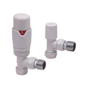 Elijah White Angled Thermostatic Radiator Valve Set