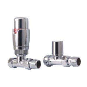 Elijah Chrome Straight Thermostatic Radiator Valve Set