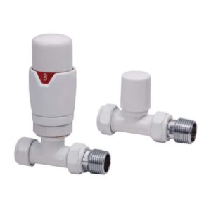 Elijah White Straight Thermostatic Radiator Valve Set