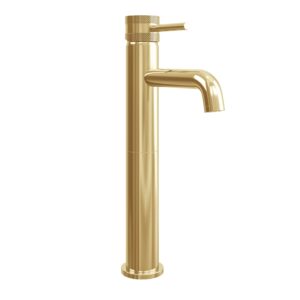Elijah Form Brushed Brass Hi-Rise Basin Mixer