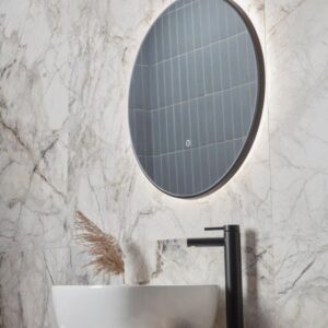 Tavistock Oxygen 800mm Matt Black Illuminated Circular Mirror