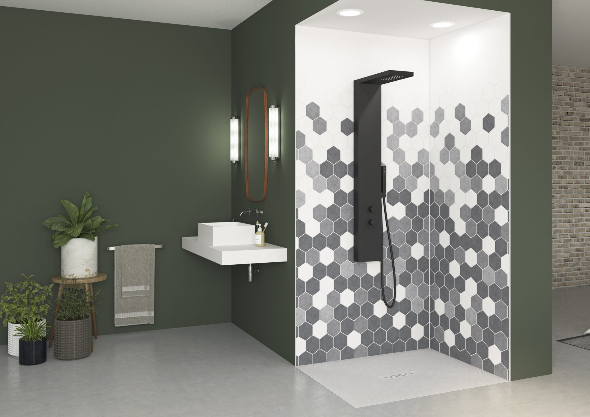 Kinewall Grey Monochrome Shower Wall Panel