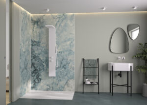 Kinewall Blue/Grey Marble Shower Wall Panel