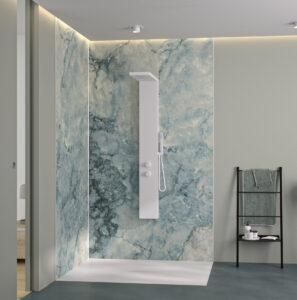 Kinewall Blue/Grey Marble Shower Wall Panel
