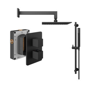 Concealed Matt Black Square Shower Kit