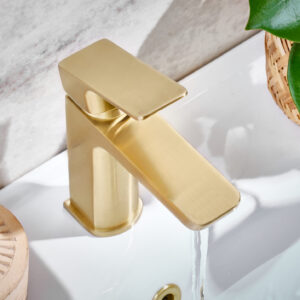 Elijah Form Brushed Brass Basin Mixer