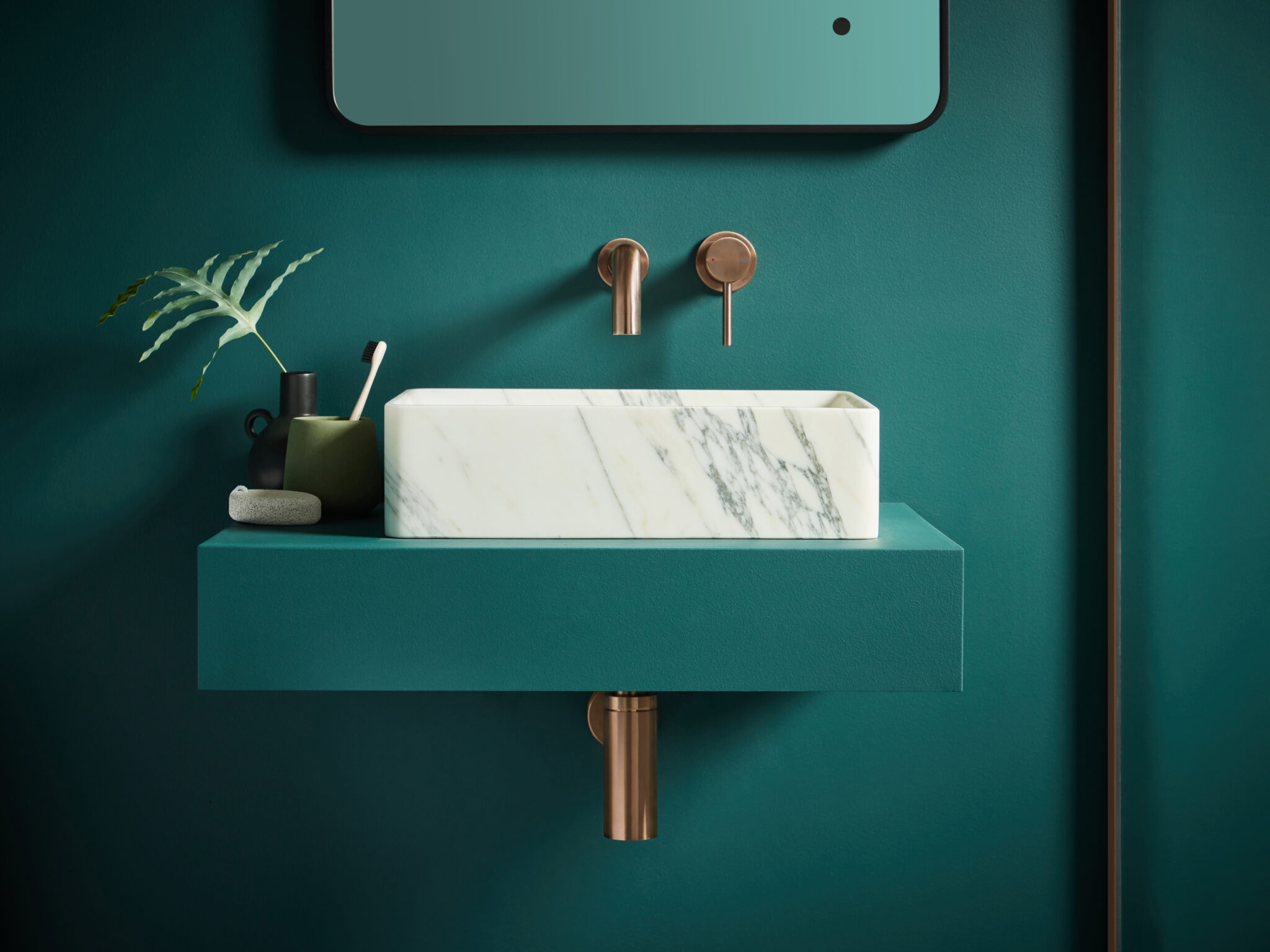 Elijah Form Brushed Bronze Wall Mounted Basin Mixer