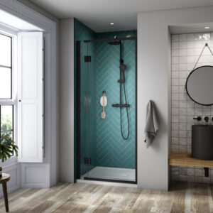 Kudos Pinnacle 8 800mm Matt Black Hinged Shower Pivot Door