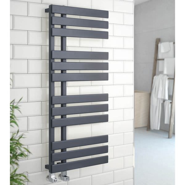 Kartell Oregon 500x1180mm Matt Black Designer Towel Radiator