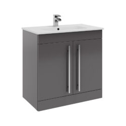 Kartell Purity 800mm Storm Grey Gloss Floorstanding Vanity Unit with Basin