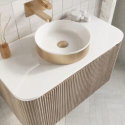 Elijah Design Fluted Brushed Brass 360mm Countertop Basin