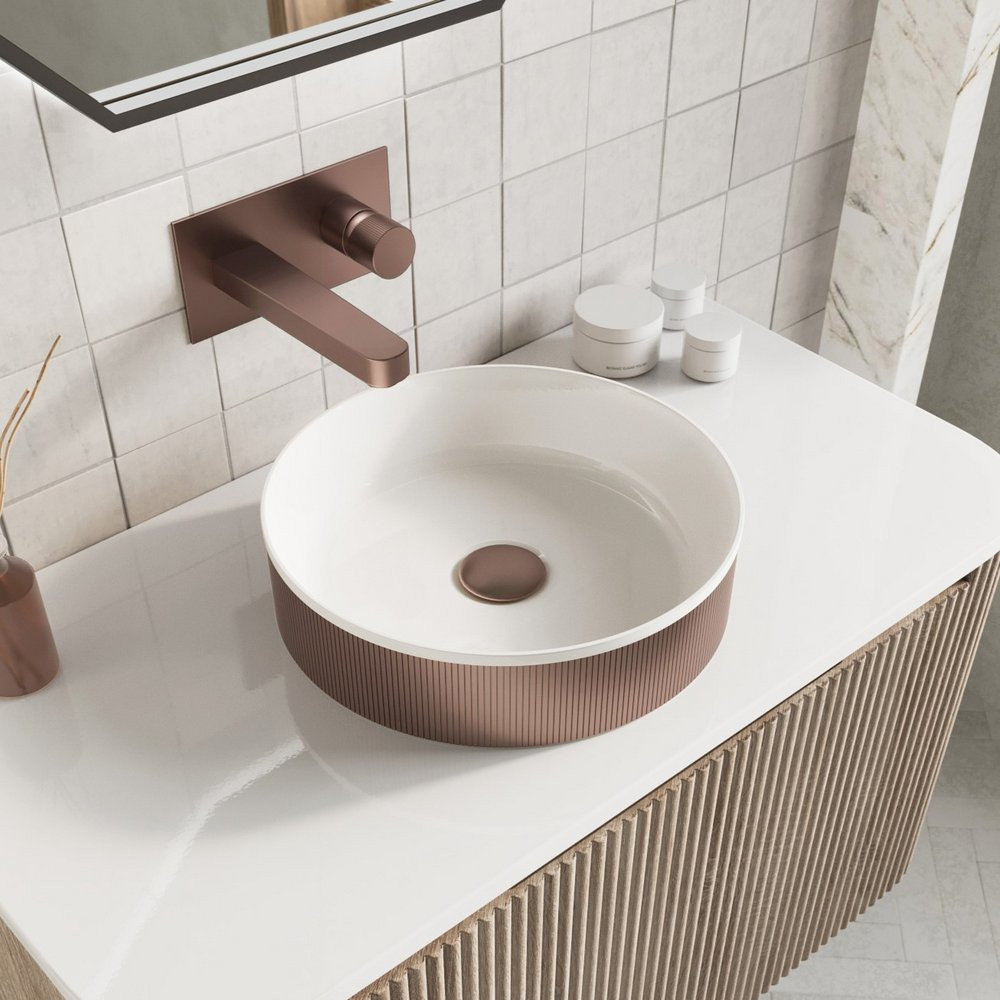Elijah Design Fluted Brushed Bronze 360mm Countertop Basin