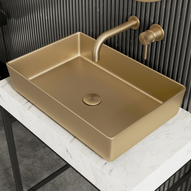 Elijah Form Metal Brushed Brass 526x346mm Countertop Basin