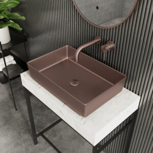 Elijah Form Metal Brushed Bronze 526x346mm Countertop Basin