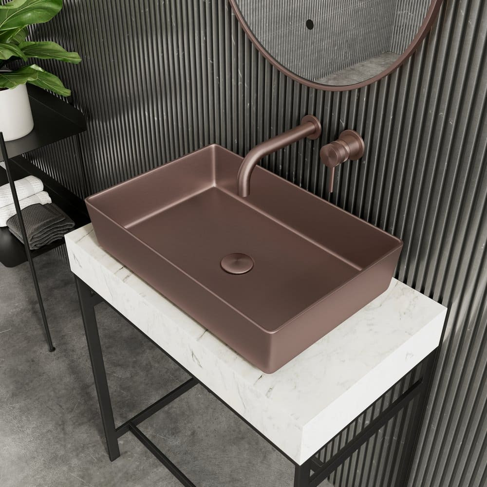Elijah Form Metal Brushed Bronze 526x346mm Countertop Basin