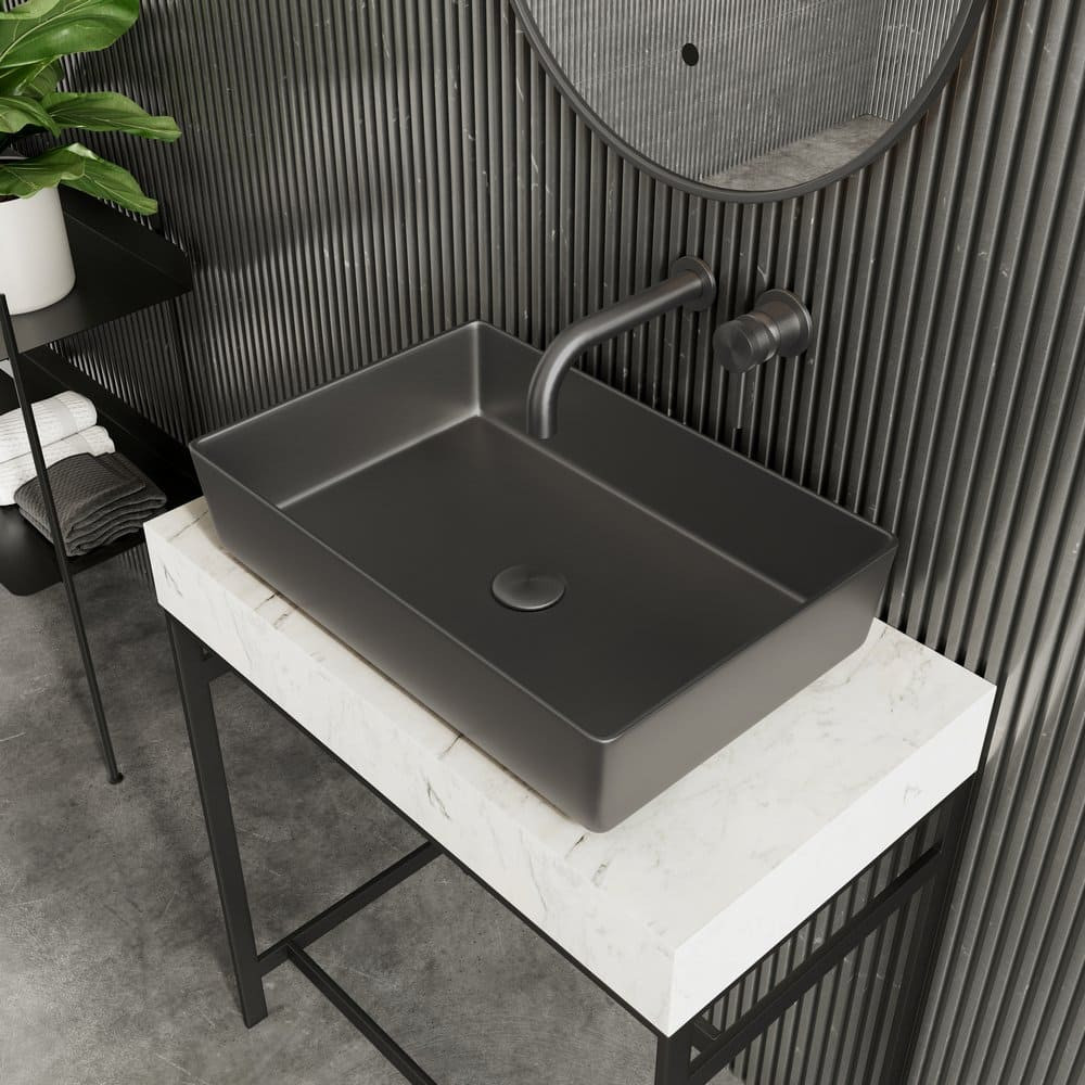 Elijah Form Metal Gunmetal 526x346mm Countertop Basin