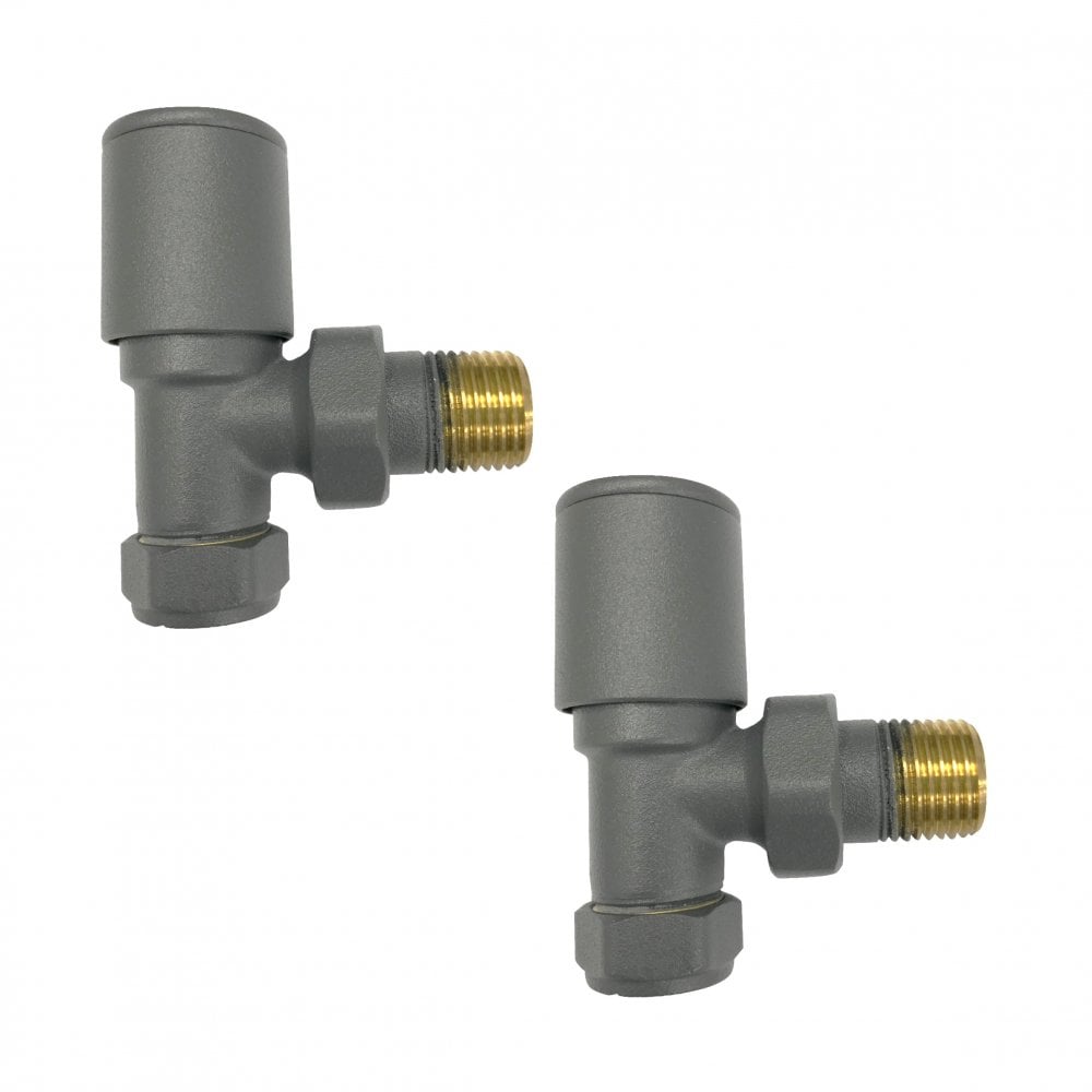 a couple of grey plastic pipesKartell Modern Texture Grey Angled Radiator Valves