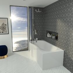 KLB Essential Sigma 1700x850mm Left Hand P Shaped Shower Bath