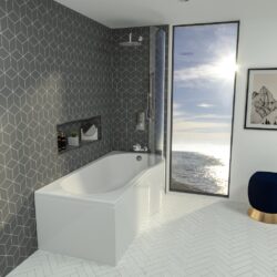 KLB Essential Sigma 1700x850mm Right Hand P Shaped Shower Bath