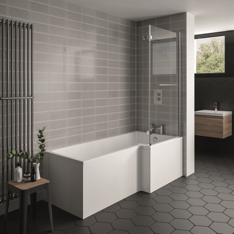 KLB Essential Tau 1500x850mm Right Hand L Shaped Shower Bath