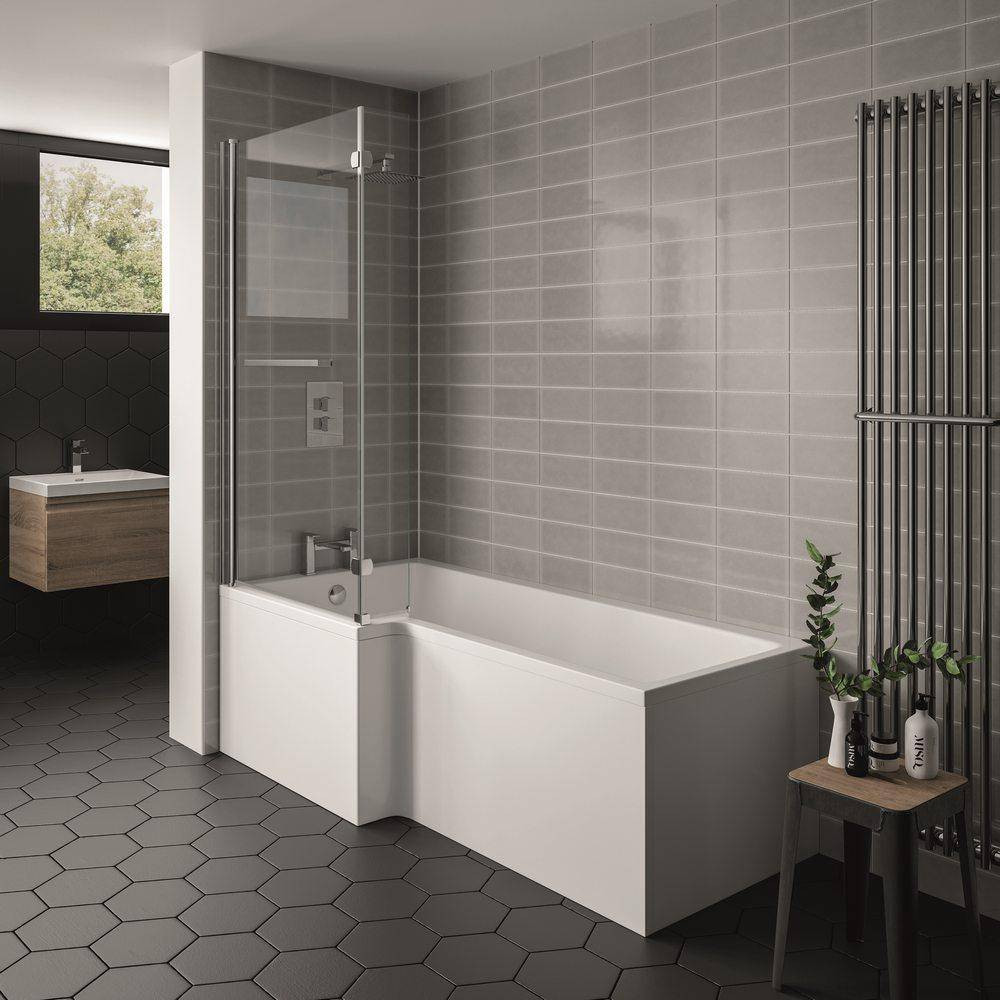 KLB Essential Tau 1700x850mm Left Hand L Shaped Shower Bath