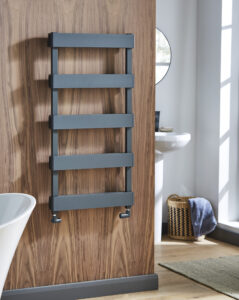 Kartell Banff 1400x500mm Textured Grey Designer Towel Radiator