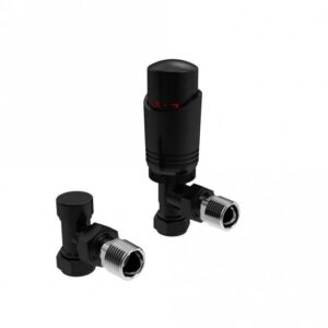 Kartell K-Design Angled Black Thermostatic Radiator Valves