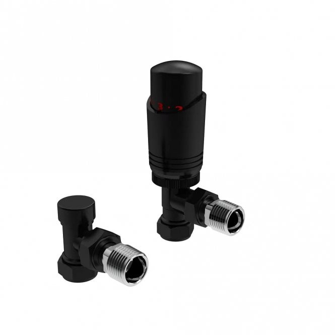 Kartell K-Design Angled Black Thermostatic Radiator Valves
