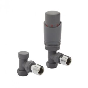 Kartell K-Design Angled Textured Grey Thermostatic Radiator Valves
