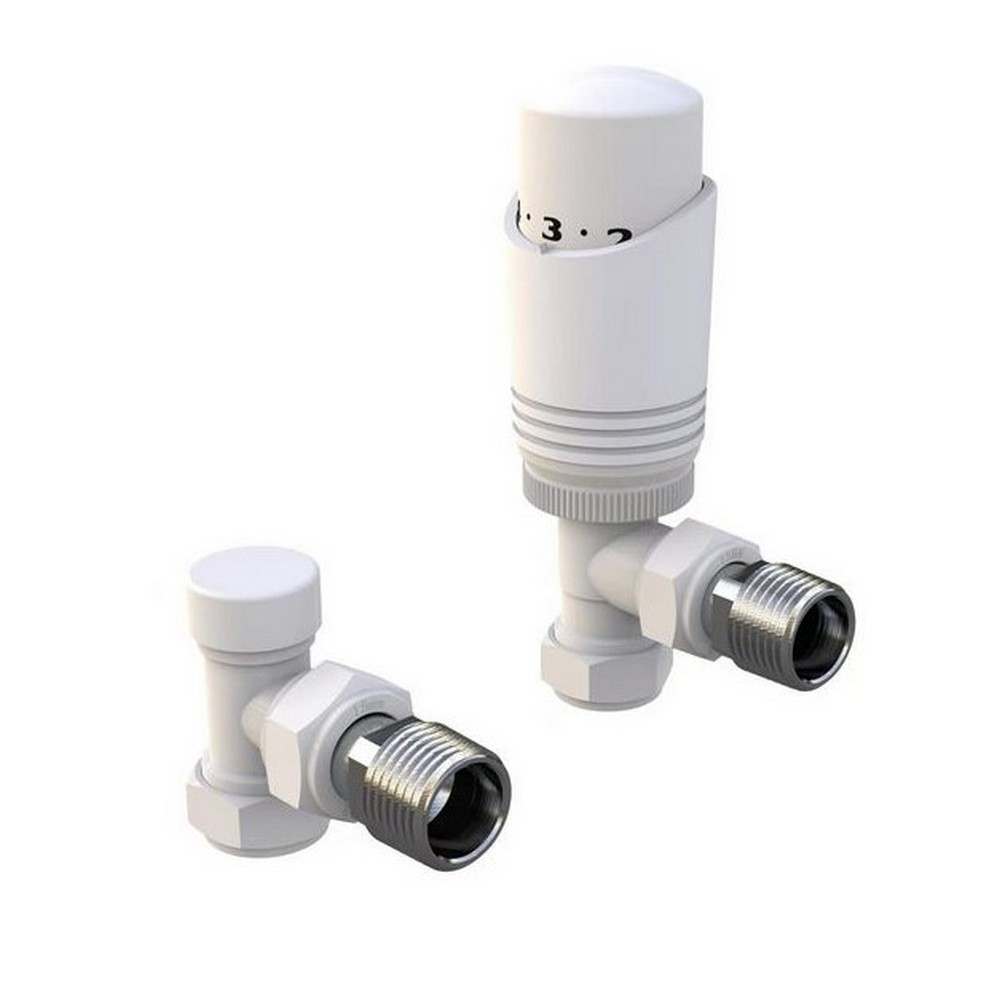 Kartell K-Design Angled White Thermostatic Radiator Valves