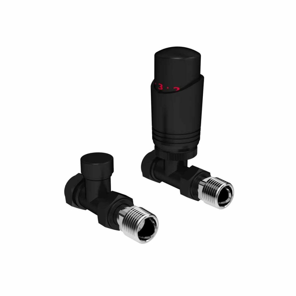 Kartell K-Design Straight Black Thermostatic Radiator Valves