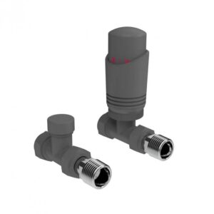 Kartell K-Design Straight Textured Grey Thermostatic Radiator Valves