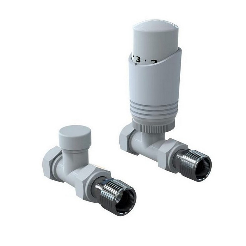 Kartell K-Design Straight White Thermostatic Radiator Valves