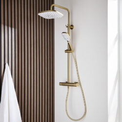 Kartell Kolt Brushed Brass Exposed Shower with Drench Head & Handset