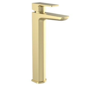 Kartell Kolt Brushed Brass Hi-Rise Basin Mixer Tap