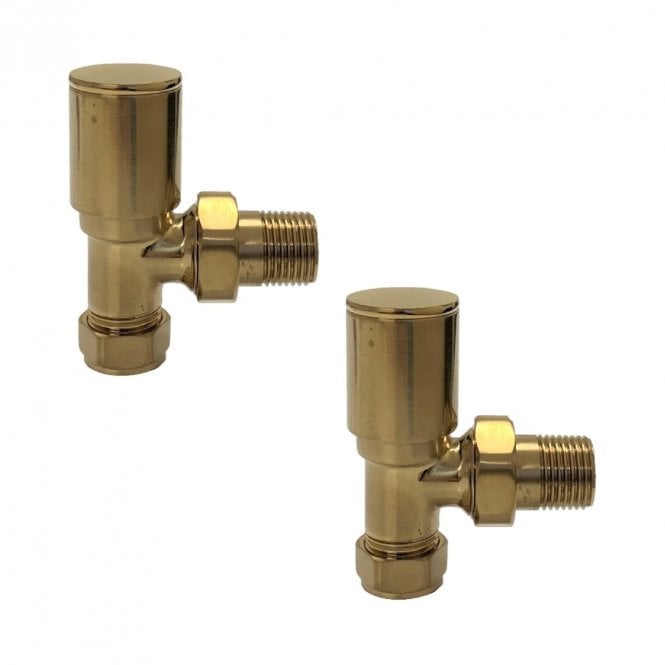 Kartell Modern Brushed Brass Angled Radiator Valves