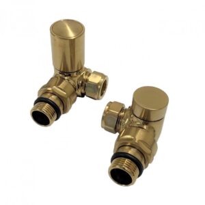 Kartell Modern Brushed Brass Corner Radiator Valves