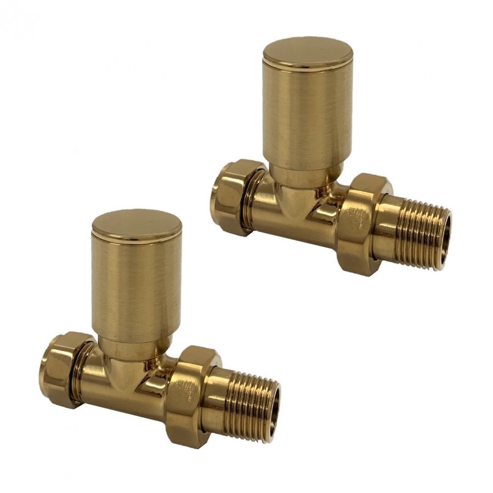 Kartell Modern Brushed Brass Straight Radiator Valves