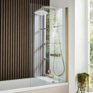 Kartell Ottone Brushed 780x1400mm Brass Bath Screen