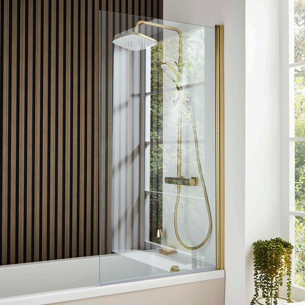 Kartell Ottone Brushed 780x1400mm Brass Bath Screen