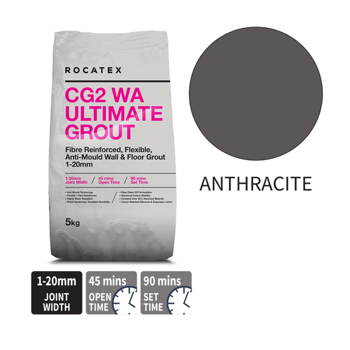 Abacus Rocatex CG2 WA Ultimate Grout 5KG - Anthracite