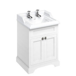 Burlington 65 Matt White 2TH 650mm Floorstanding Vanity Unit with Doors