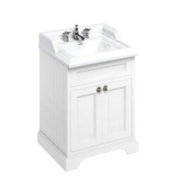 Burlington 65 Matt White 3TH 650mm Floorstanding Vanity Unit with Doors
