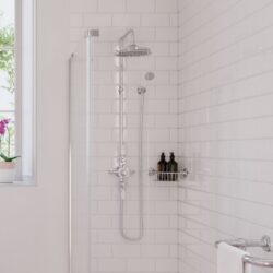 Burlington Avon Chrome Exposed Shower Set with 12" White Ceramic Shower Head & Shower Handset