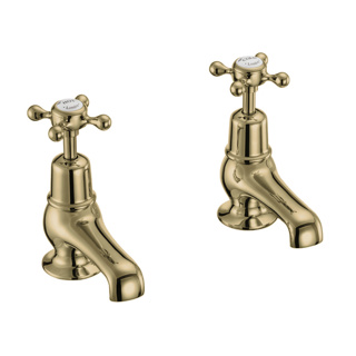 Burlington Claremont Gold 3" Spout Basin Pillar Taps