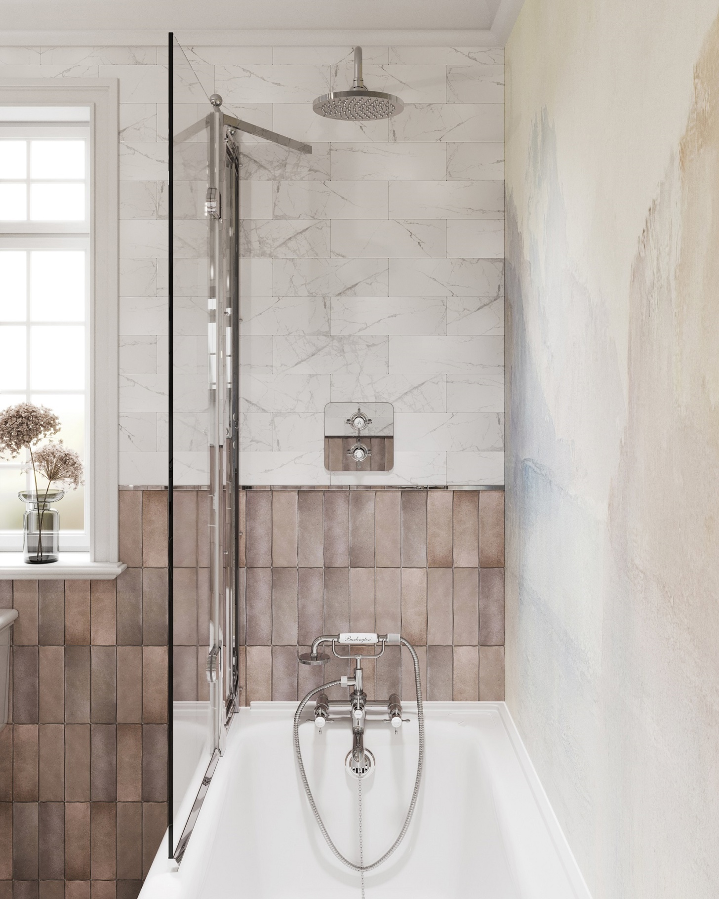 Burlington Guild Chrome Square Thermostatic Concealed Shower Set 2
